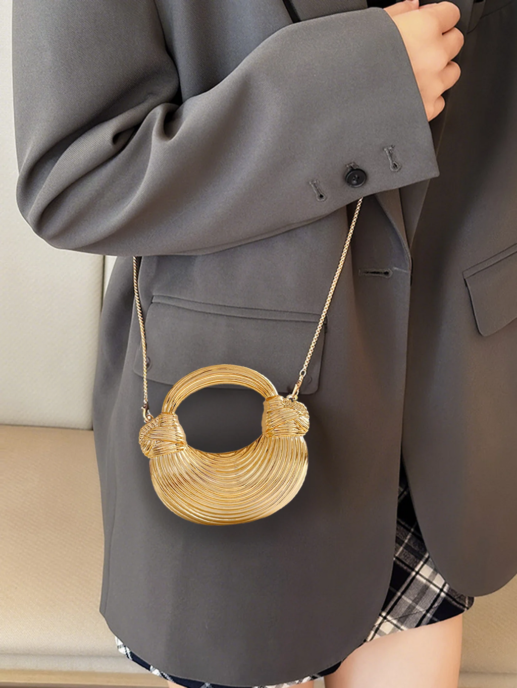 Stylish new women's handbag mini gold luxury designer brand woven bag crossbody bag shoulder bag silver evening clutch