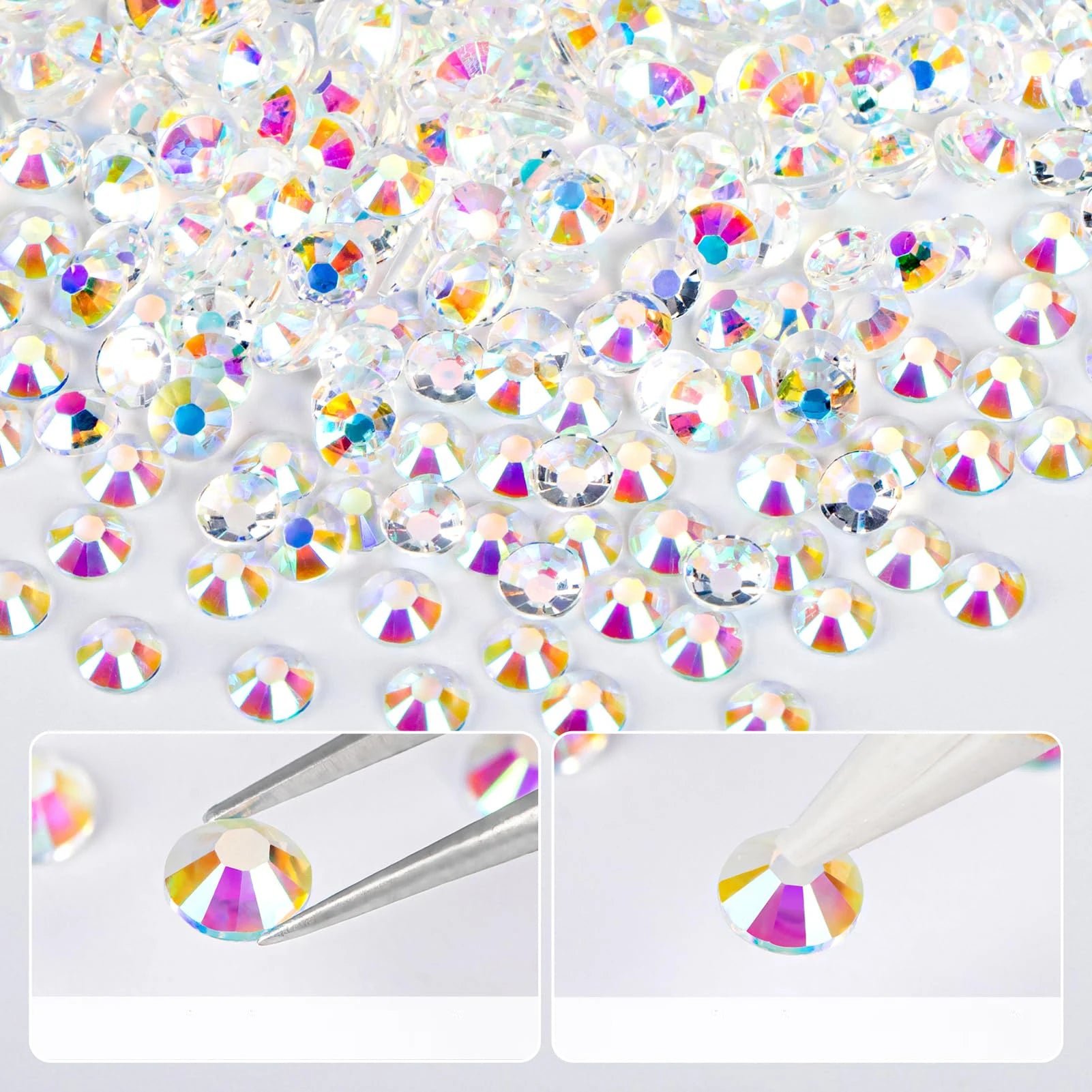 Transparent AB Resin Jelly Rhinestones 2mm 3mm 4mm 5mm 6mm Faux Gems Bead for Crafts DIY Nail Art Charms Supplies Stones Bulk
