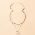 Layered Gold Necklaces for Women Stackable14K Gold Silver Plated Circle Paperclip Chain Pendant Choker Necklace Set For Womans
