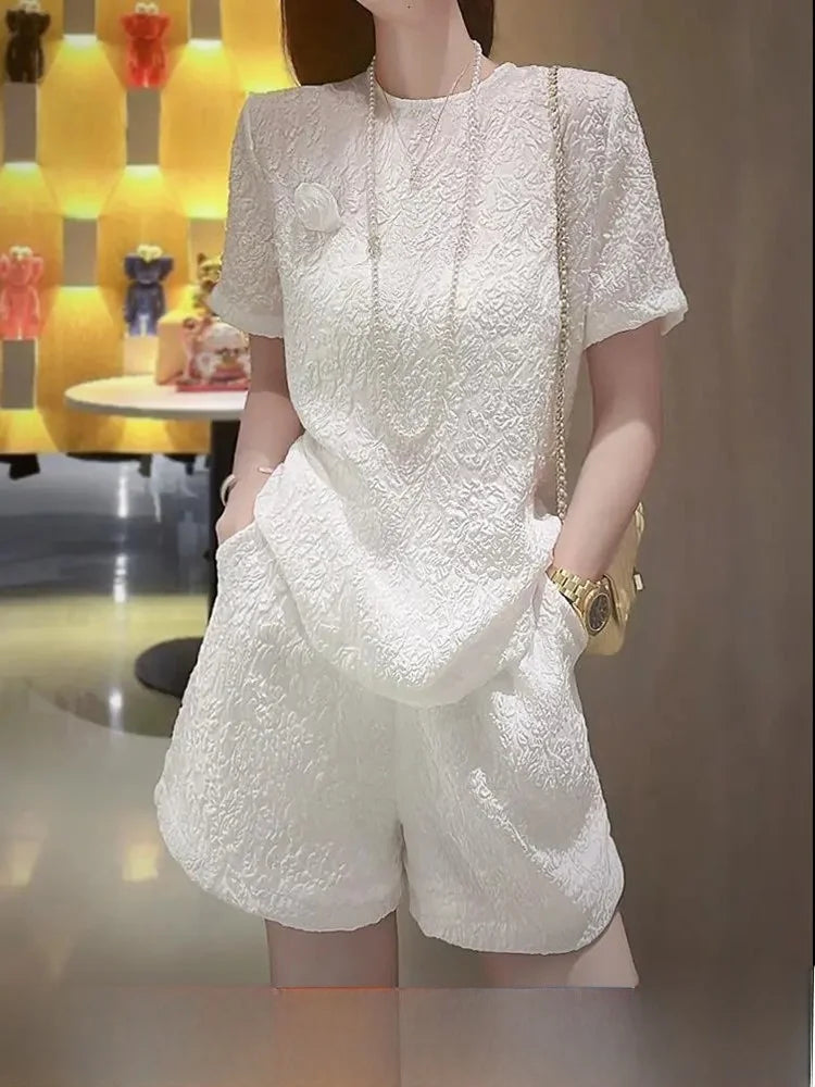 Summer Women's Cotton Linen Two-Piece Set Fashionable Ensemble Polyester Blend Comfortable Fit Ideal for Casual Occasions
