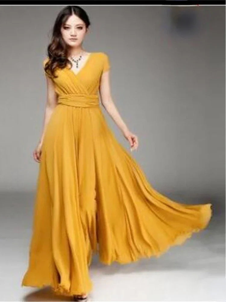 Abito Bodycon Donna in Chiffon – Manica Corta Boho Elegante Estate