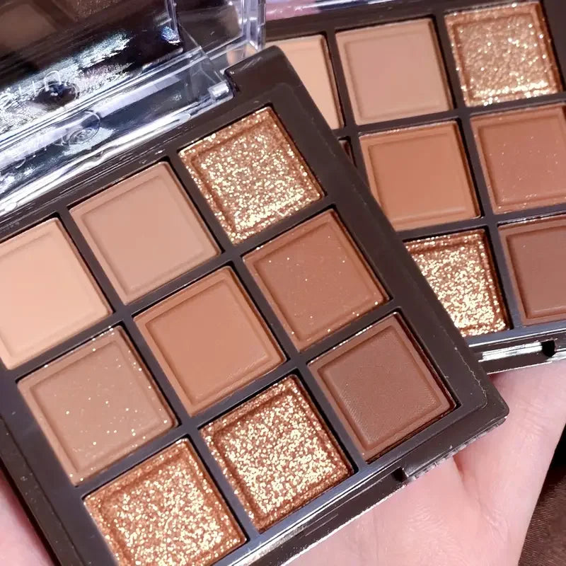 Mocha Chocolate 9-color eyeshadow palette, natural brown and gold tones, matte pearlescent, Valentine's Day & Mother's Day gift
