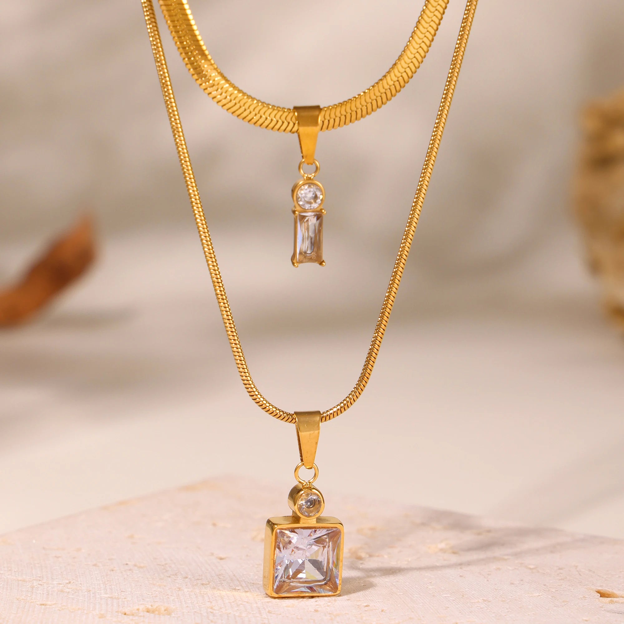 Collana Doppio Strato Zircone Oro 18K – uGlam