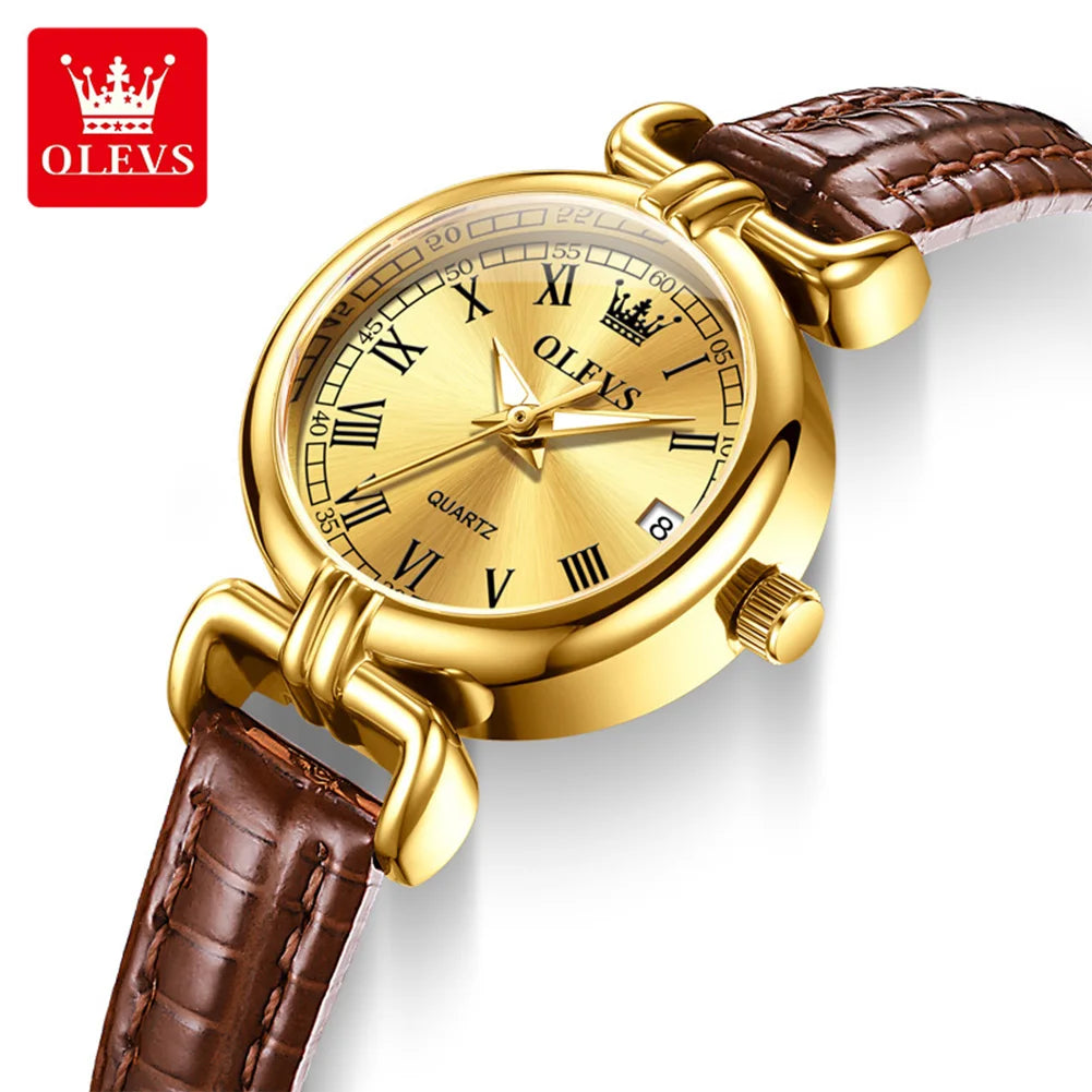 Orologio Donna OLEVS Quarzo | Cinturino Pelle Impermeabile Luminoso | Idea Regalo | uGlam