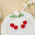Cute Red Cherry Fruit Earrings For Women Sweet Wedding Party Jewelry Gruadtion Earrings Gifts