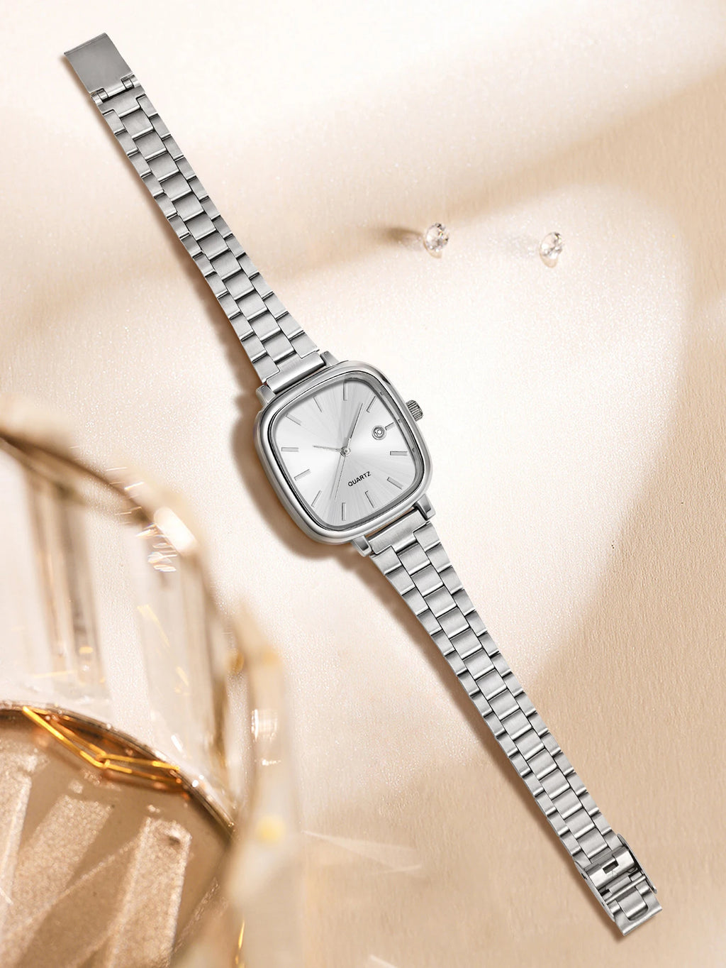 Orologio Donna Quarzo Quadrato con Calendario — Cinturino in Acciaio | LUCKYFOX