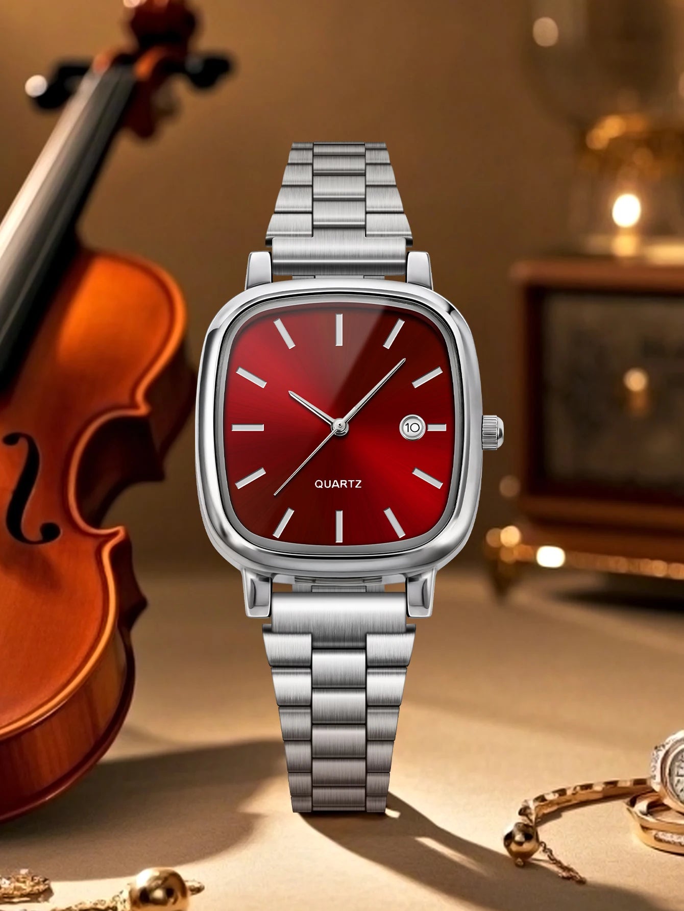 Orologio Donna Quarzo Quadrato con Calendario — Cinturino in Acciaio | LUCKYFOX