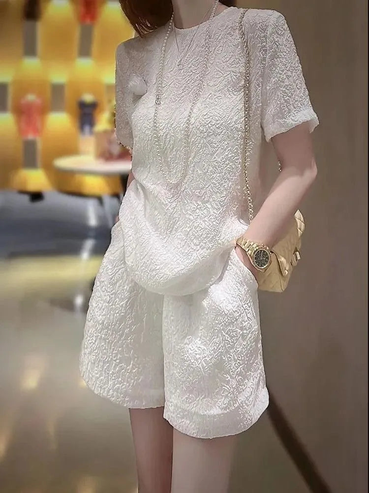 Summer Women's Cotton Linen Two-Piece Set Fashionable Ensemble Polyester Blend Comfortable Fit Ideal for Casual Occasions