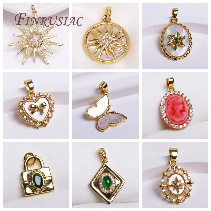 18K Real Gold Plated Butterfly Pendant DIY Necklace Making Accessories,Natural Shell Square Charms  Accessory DIY Jewelry Crafts