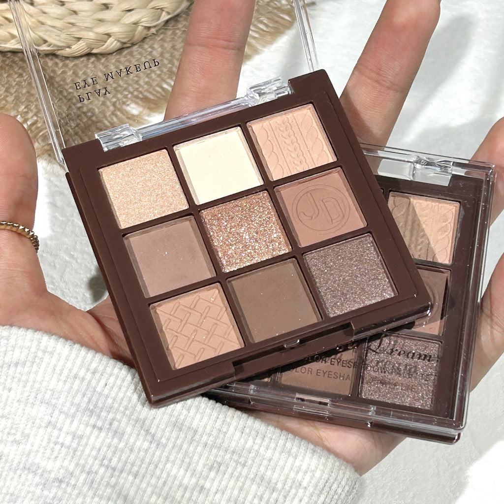 Chocolate Warm Brown Earth Palette - 9 Shades Matte Orange Brown Pearlescent Glitter Illuminating Wear Eyeshadow