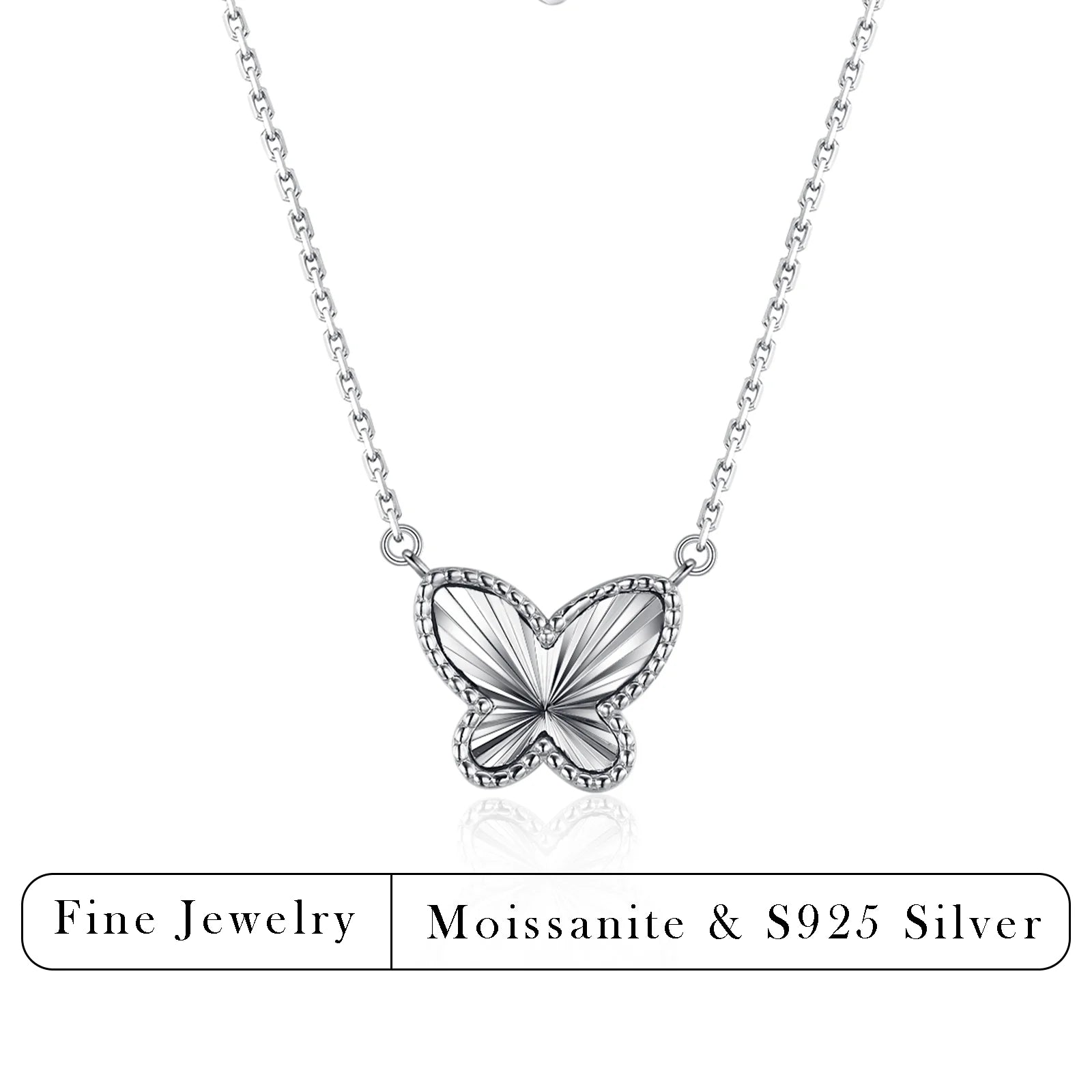 S925 Silver Butterfly Pendant Necklace Exquisite Carved Brilliant Fine Jewelry Light Luxury Elegant Daily Party Gift for Women