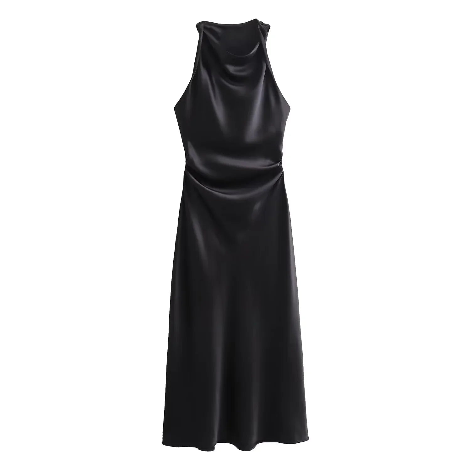 Abito Midi in Raso Donna – Slip Dress Senza Maniche Elegante da Sera