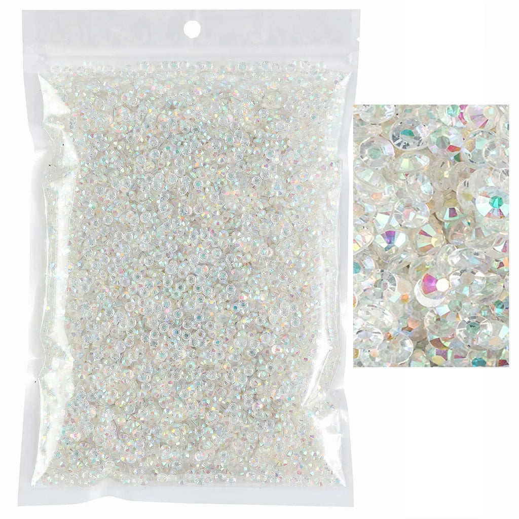 Transparent AB Resin Jelly Rhinestones 2mm 3mm 4mm 5mm 6mm Faux Gems Bead for Crafts DIY Nail Art Charms Supplies Stones Bulk
