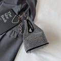Rhinestones Evening Clutch Bag Silver Shiny Crystal Dinner Party Wedding Purse and Handbag Luxury Designer Bucket Crossbody Bag