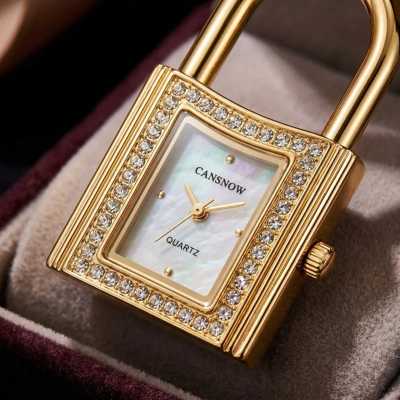 Orologio Donna Bracciale Dorato con Lucchetto Decorativo — Quarzo | JBAILI