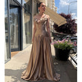 Champagne Evening Dresses Sweetheart Neck Elegant Party Dress Satin Floor Length Prom Gown Exquisite Vestidos Customized