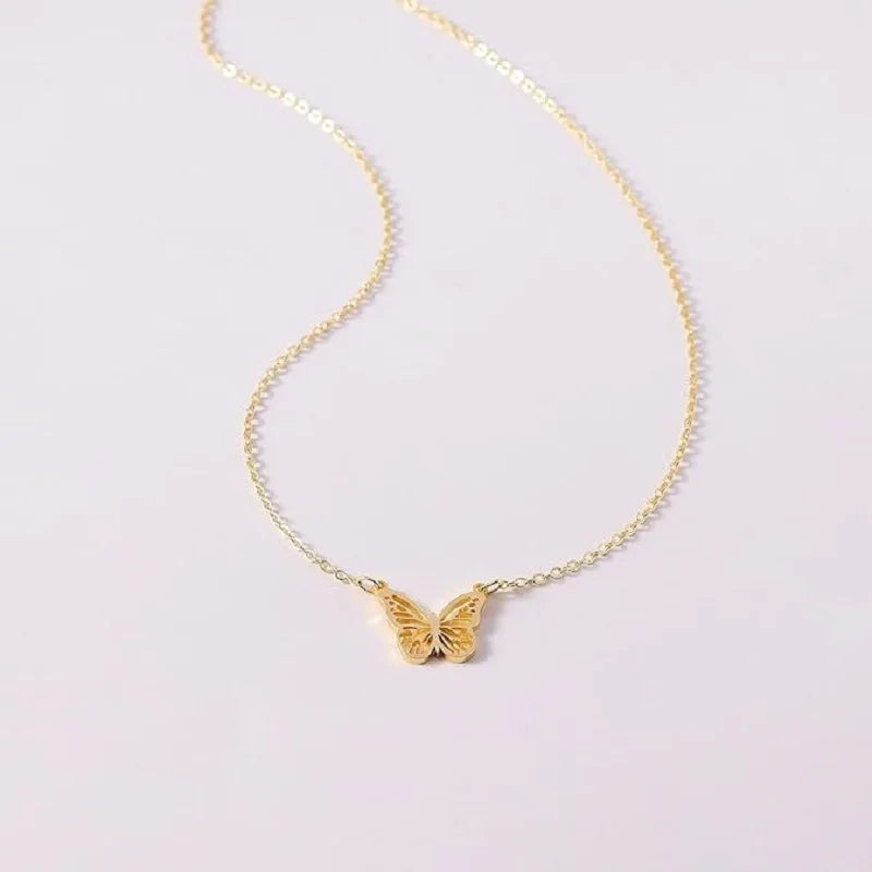 14K Gold Plated Dainty Butterfly Pendant Necklace Simple Jewelry Gift for Women Trendy Personalized Jewelry Gift Non Tarnish