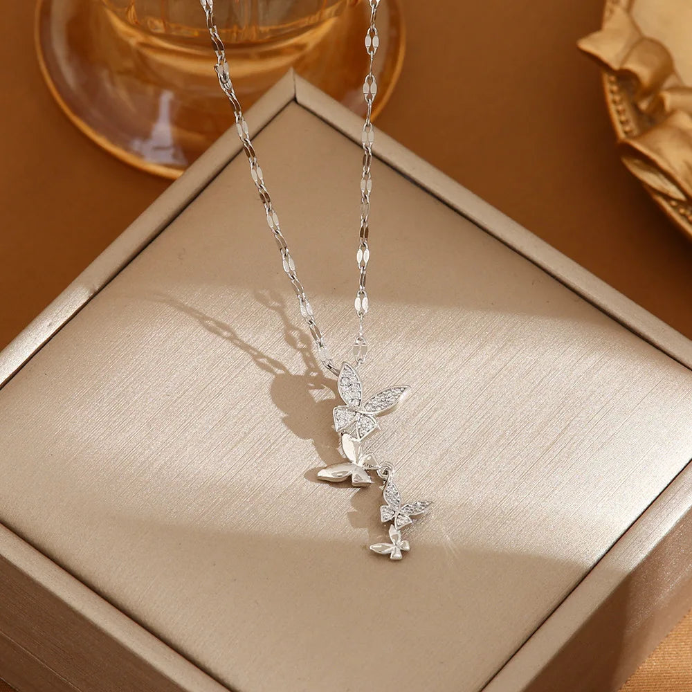 Collana Donna Elegante con Pendente Farfalla – Acciaio Inox High-End Gold Silver Party