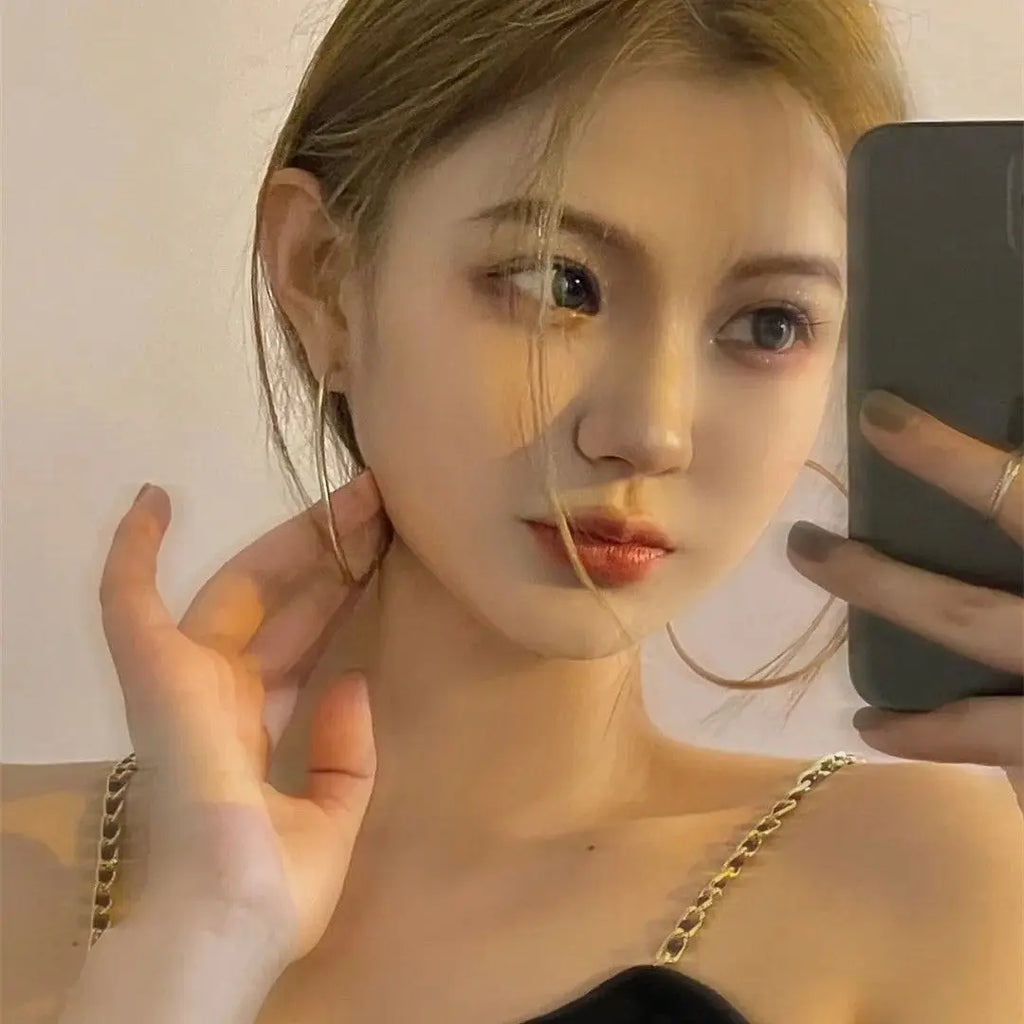 Oversized Hoop Earrings S925 Silver Korean Minimalist Style Everyday Fashion Statement Earrings Lightweight Chic Accessory Gift