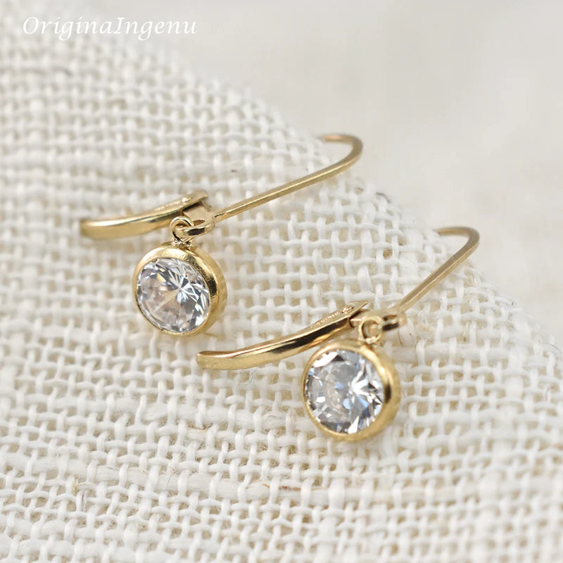Gold Hoops Earrings 14K Gold Filled 6MM Zircon Pendant Jewelry Minimalism Brincos Vintage Pendientes Oorbellen Boho Earrings