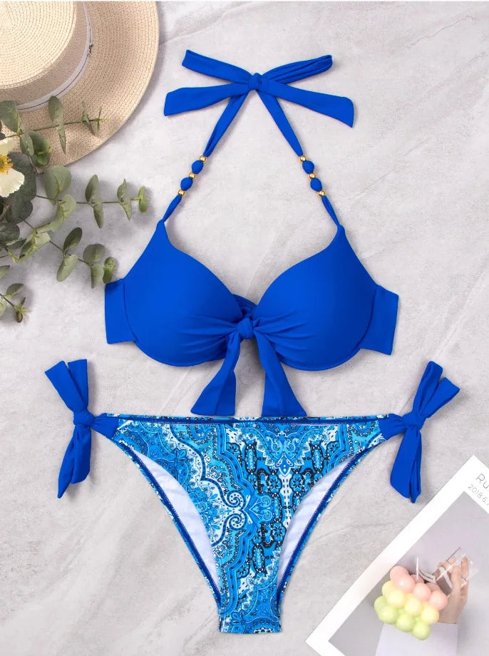 Bikini Push-Up Brasiliano | Costume Due Pezzi con Fiocco