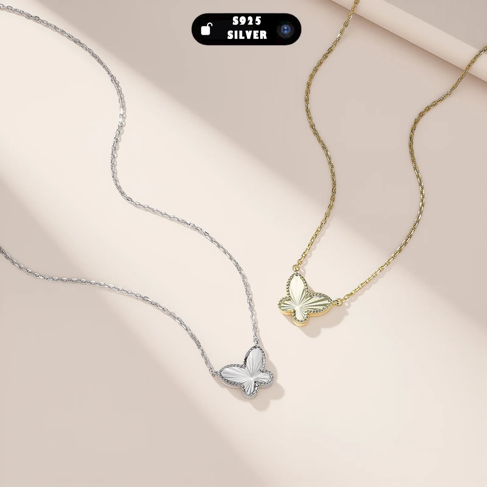 S925 Silver Butterfly Pendant Necklace Exquisite Carved Brilliant Fine Jewelry Light Luxury Elegant Daily Party Gift for Women