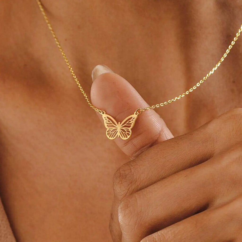 14K Gold Plated Dainty Butterfly Pendant Necklace Simple Jewelry Gift for Women Trendy Personalized Jewelry Gift Non Tarnish