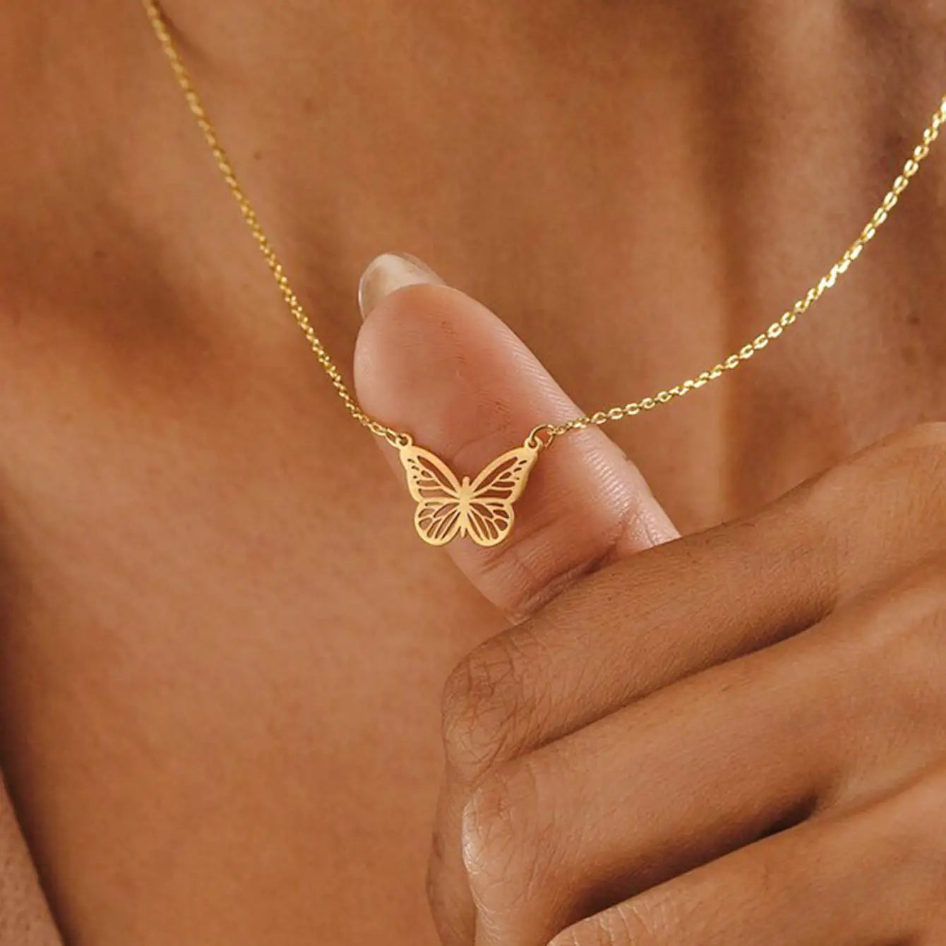 14K Gold Plated Dainty Butterfly Pendant Necklace Simple Jewelry Gift for Women Trendy Personalized Jewelry Gift Non Tarnish
