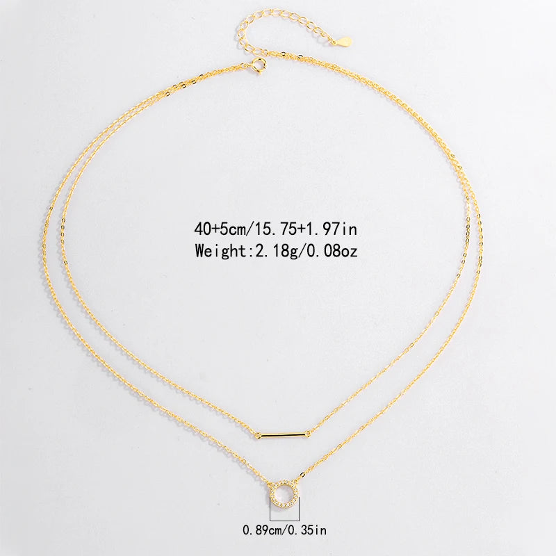 Fashionable and Light Luxury 14K Gold Authentic S925 Silver Double Layer Necklace for Women Commuting Versatile Clavicle Chain