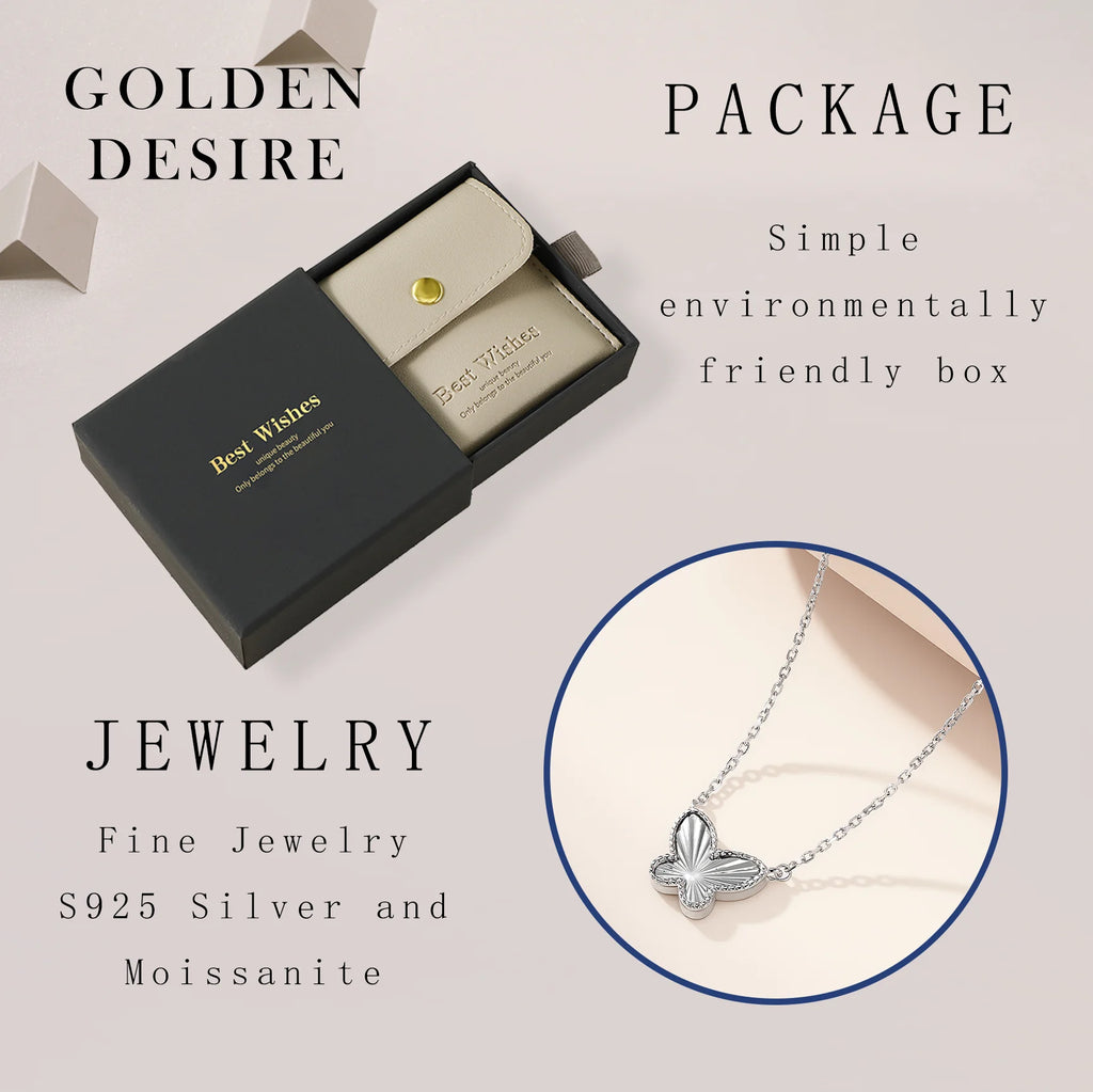S925 Silver Butterfly Pendant Necklace Exquisite Carved Brilliant Fine Jewelry Light Luxury Elegant Daily Party Gift for Women