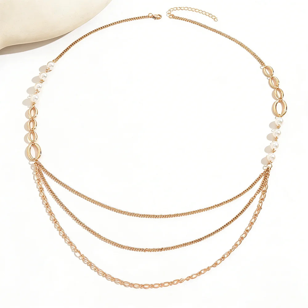 Multi-Layer Pearl Chain Necklace Long Tassel Pendant Elegant Statement Jewelry For Women Party Trendy Gift ﻿