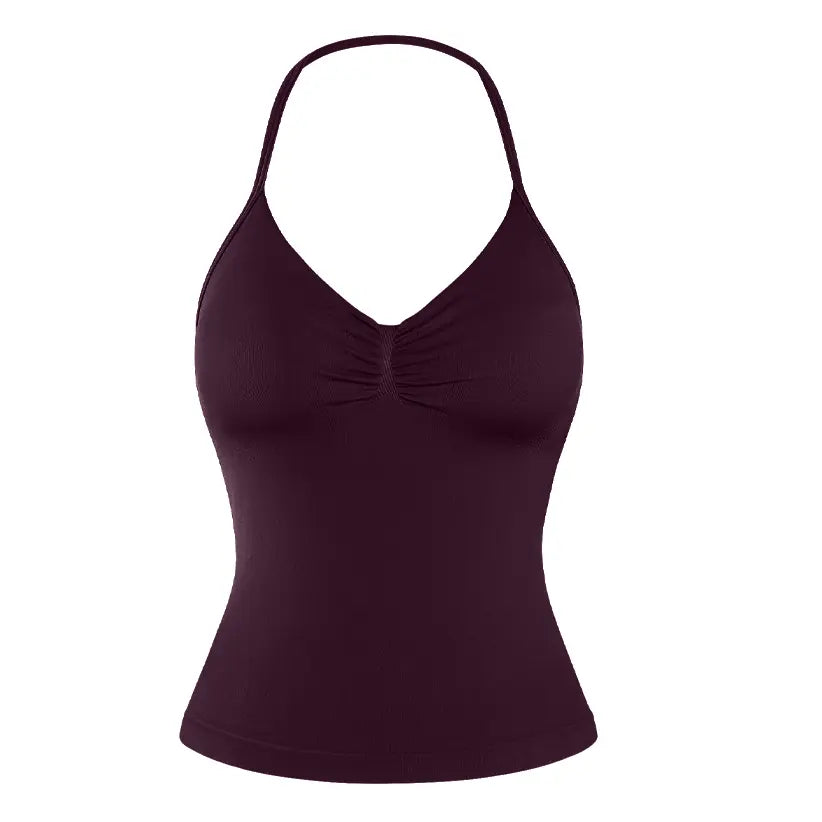 DENFY Impact Longline Strappy Top Fitness Gymwear Women Impact Longline Halter Tops Sportswear Workout Longline Tank Top Compression Gym