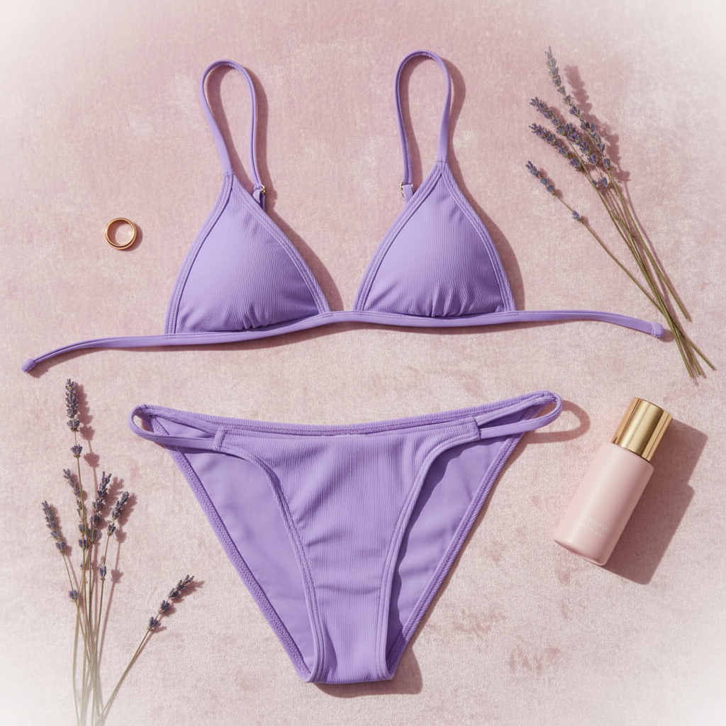 Bikini lavanda flat lay