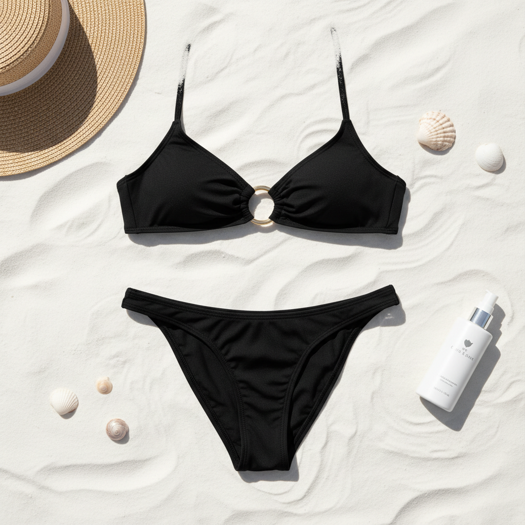 Bikini nero flat lay