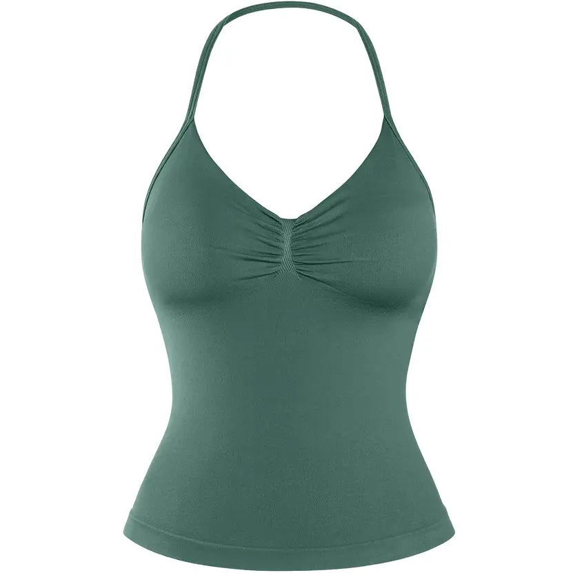 DENFY Impact Longline Strappy Top Fitness Gymwear Women Impact Longline Halter Tops Sportswear Workout Longline Tank Top Compression Gym