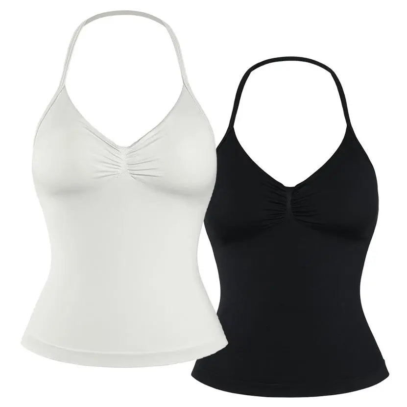 DENFY Impact Longline Strappy Top Fitness Gymwear Women Impact Longline Halter Tops Sportswear Workout Longline Tank Top Compression Gym