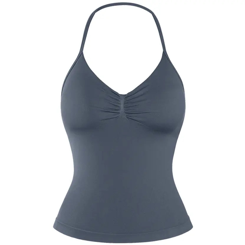 DENFY Impact Longline Strappy Top Fitness Gymwear Women Impact Longline Halter Tops Sportswear Workout Longline Tank Top Compression Gym