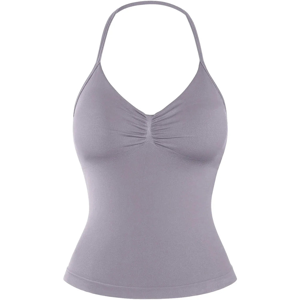 DENFY Impact Longline Strappy Top Fitness Gymwear Women Impact Longline Halter Tops Sportswear Workout Longline Tank Top Compression Gym