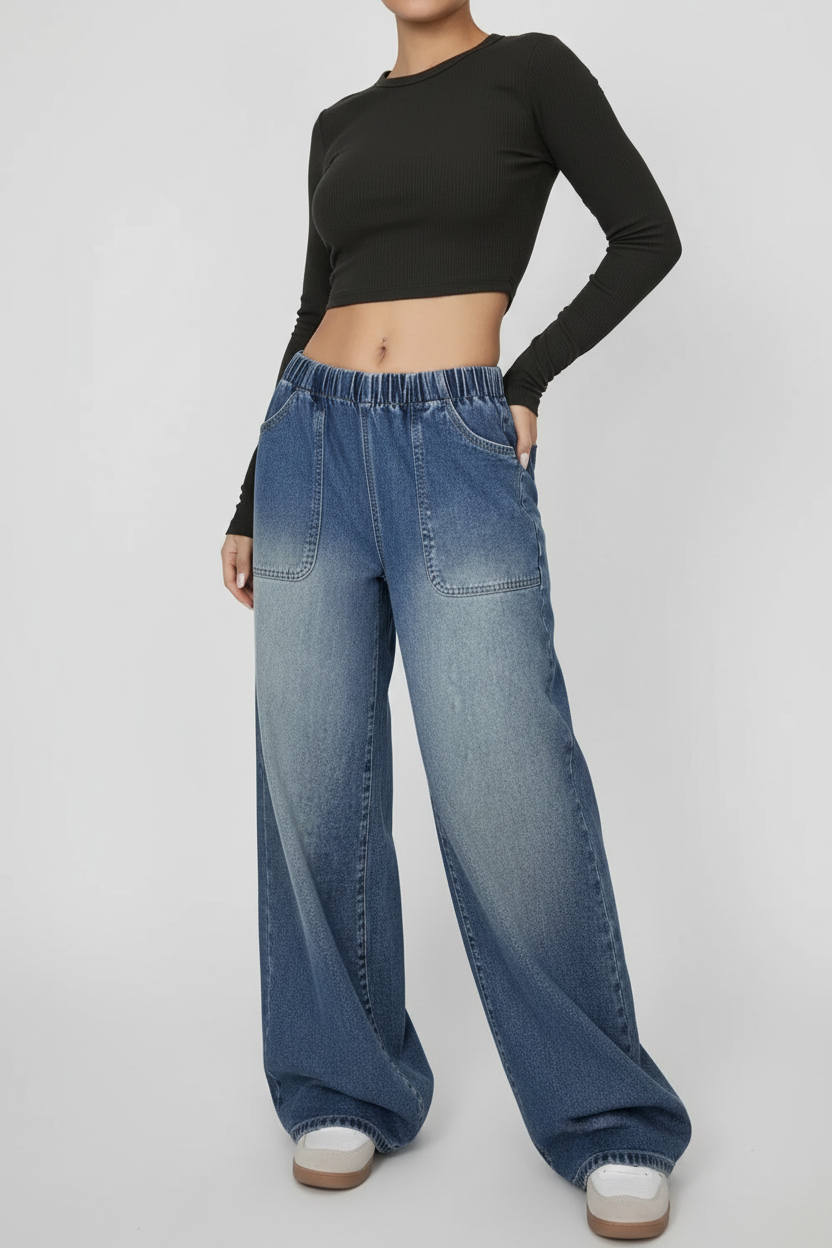 Jeans donna wide leg chiaro